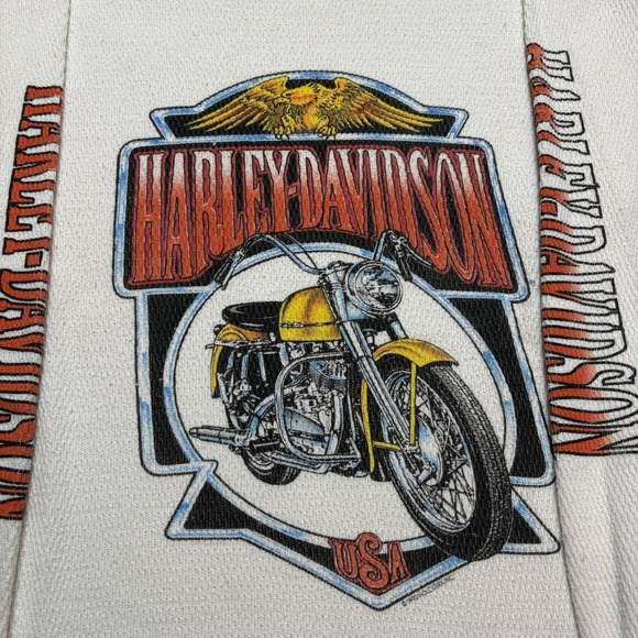 Vtg Harley-Davidson Thermal Shirt Mens Small White Motorcycle Long Sleeve 90s US - Picture 2 of 10